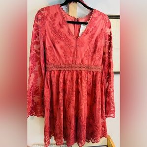 Loveriche Embroidered Lace Long Sleeve Dress